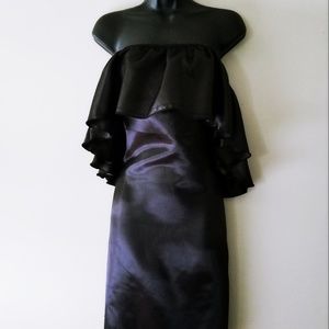 Black Satin Like Ruffle Top Womens Dress Size M